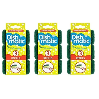 Afbeelding van Esponjas Dishmatic de repuesto color verde muy resistentes, 9 unidades