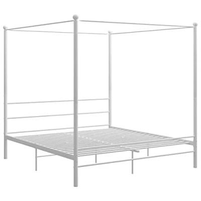 Afbeelding van vidaXL Bedframe met hemelbed, wit, metaal, 180 x 200 cm