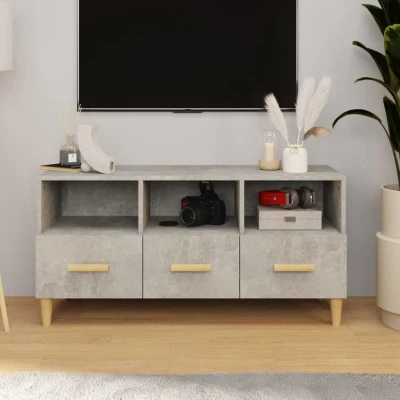 Afbeelding van Tv meubel 102x36x50 cm bewerkt hout betongrijs