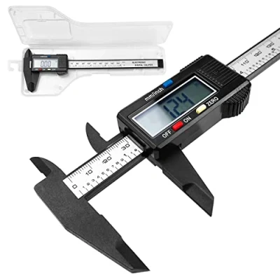 Afbeelding van Fousenuk Schuifvoet, schuifmaat 150 mm / 6 inch met lcd display en reservebatterij, digitaal gereedschap micrometer van koolstofvezel voor externe interne metingen, diepte stap