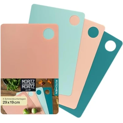 Afbeelding van Moritz &amp; snijmat voor keuken, 4 stuks, 29 x 19 cm, keuken om snel te werken, snijplank van flexibel kunststof