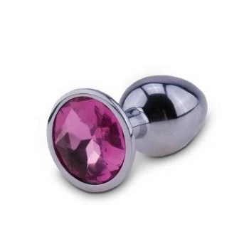 Afbeelding van Zilveren Buttplug met Roze Juweel M