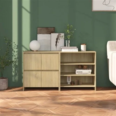 Afbeelding van vidaXL 2 st Dressoirs bewerkt hout sonoma eikenkleurig