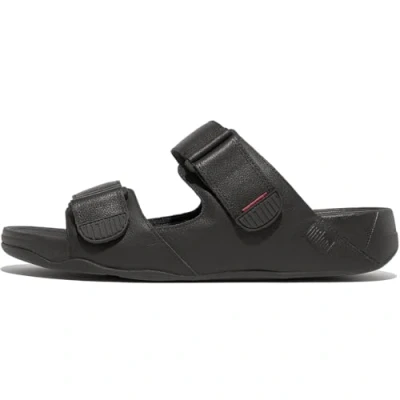 Afbeelding van Fitflop Gogh Moc lederen gladde sandaal voor heren, zwart.