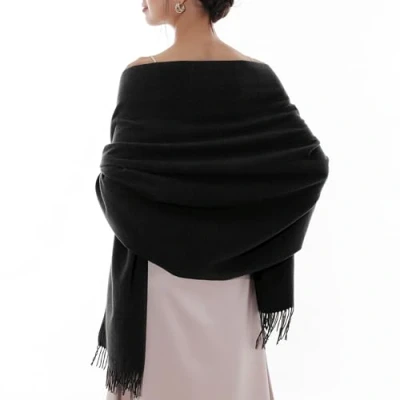 Afbeelding van RIIQIICHY Dames sjaals Pashmina en wraps voor bruiloft vrouwen winter, Zwart, L