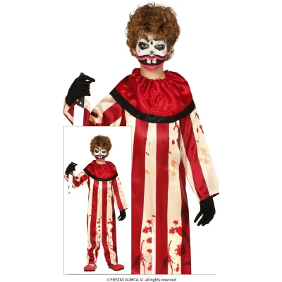 Afbeelding van Guirca Monster &amp; Griezel Kostuum Killer Clown Krijn Jongen Rood, Wit / Beige 3 4 jaar Halloween Verkleedkleding