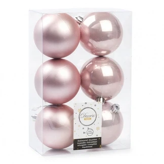 Afbeelding van Kerstballen Ø 8 cm 6 stuks (Roze)