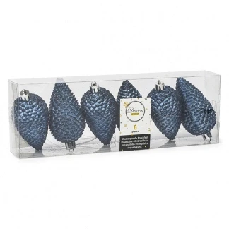 Afbeelding van Kerst ornamenten Dennenappels 6 stuks (Blauw)