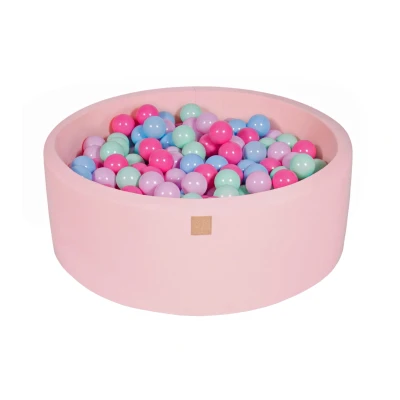 Afbeelding van Ronde Ballenbak set incl 200 ballen 90x30cm Licht Roze Ballenbakje.nl Mint Babyblauw