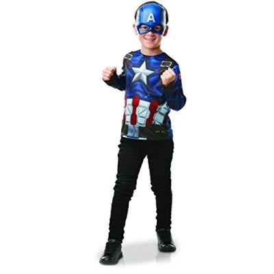 Afbeelding van Captain America™ t shirt en masker voor kinderen Verkleedkleding