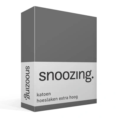 Afbeelding van Snoozing Katoen Extra Hoog Hoeslaken Eenpersoons 100x220 cm Antraciet