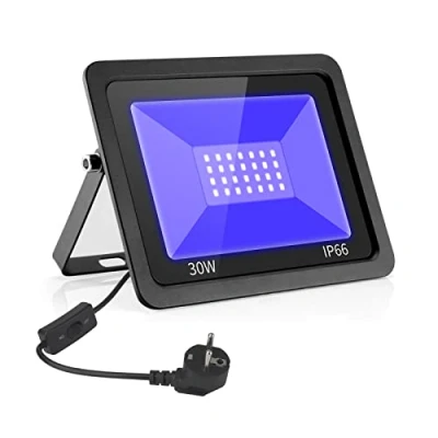 Afbeelding van 30 W LED blacklight straalr Eleganted IP66 waterdicht 365 nm golflengte lamp, UV schijnwerper voor neonkleuren, UVA koplampen party, podium