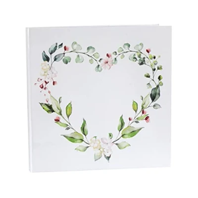 Afbeelding van Santex gastenboek/receptieboek Bloemen Bruiloft wit/groen 24 x cm