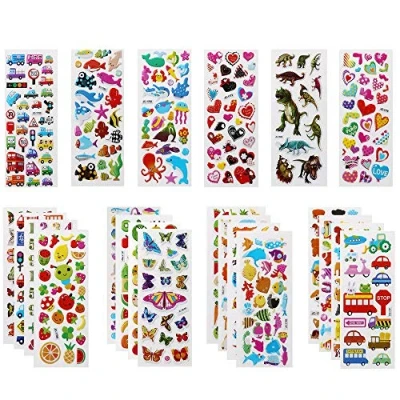 Afbeelding van Vicloon 22 vellen 3D stickers voor kinderen, 500 + verpakking, met reliëf, scrapbooking, inclusief dieren, dinosaurussen, nummers enz