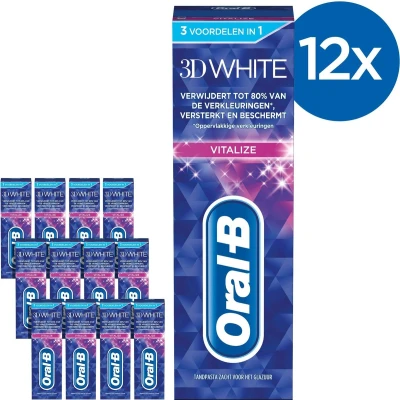 Afbeelding van Oral B 3D White Vitalize Tandpasta Voordeelverpakking 12x75ml