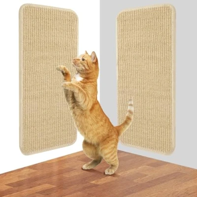 Afbeelding van Krabplanken voor katten, 2 stuks, sisal krabplank, 50 x 25 cm, muurkrabmat, slijtvast, duurzaam, krabmat, kattenkrabmat, beschermt meubels, bank, deur