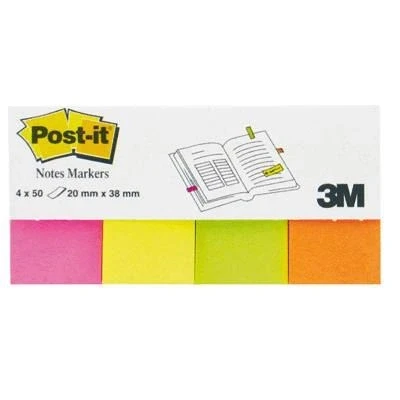 Image de Post it Notes Markers 20x38mm 4 Couleurs Etui De 200