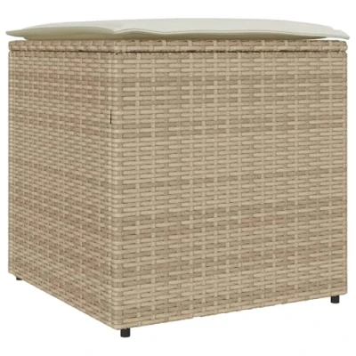 Afbeelding van vidaXL Opslagdoos Beige en crème Rieten effect, Polyester kussen