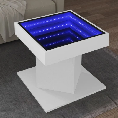 Afbeelding van Salontafel met LED 50x50x45 cm bewerkt hout wit