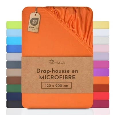 Image de NatureMark drap de lit en microfibre à prix réduit ! beaucoup tailles et couleurs marchandise marque (drap 120x200 cm, Terre Cuite)