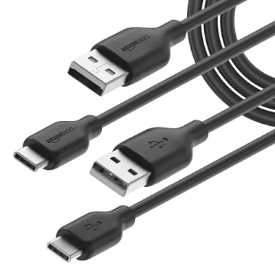 Afbeelding van Amazon Basics 2 stuks USB C naar A 2.0 snellaadkabel, 480 MB/s, IF gecertificeerd, voor Apple iPhone 15, iPad, Samsung Galaxy, tablets, laptops, 1,83 m, zwart