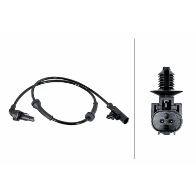 Afbeelding van HELLA 6PU 358 252 051 ABS Sensor met bevestigingsklemmen aan de kabel Geluidsensor 2 polig 710mm NISSAN: Note I, MICRA 3