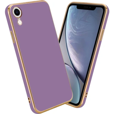 Afbeelding van Cadorabo Hoesje geschikt voor Apple iPhone XR in Glossy Paars Goud Beschermhoes Case Cover van flexibel TPU silicone en met camerabescherming