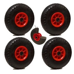 Image de LOT de 4x roue increvable diable 260 x 85 (3.00 4) alésage 20 mm roulement à rouleaux