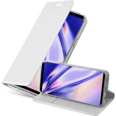Afbeelding van Cadorabo Hoesje geschikt voor Samsung Galaxy S9 in CLASSY ZILVER Beschermhoes met magnetische sluiting, standfunctie en kaartvakje Book Case Cover Etui