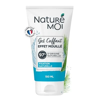 Image de Naturé Moi Gel Coiffant Effet Mouillé Non Gras, Collant Tenue 12 heures Tous Types de Cheveux 97% d&#039;Origine Naturelle Orge Bio 150ml Tube Recyclé Fabriqué en France