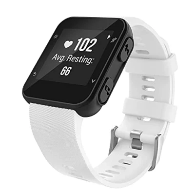 Afbeelding van MoKo Horlogebandje compatibel met Garmin Forerunner 35/30, zachte siliconen sporthorlogeband 6 schroeven en 2 schroevendraaiers voor 35 GPS, wit