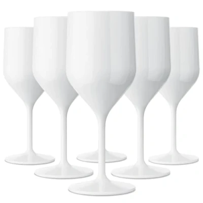 Afbeelding van TUNDRA Set van 6 kruissteelglazen, 25 cl, stevig kunststof, herbruikbaar, onbreekbare wijnglazen, BPA vrij en vaatwasmachinebestendig, champagneglas, wijn (wit)
