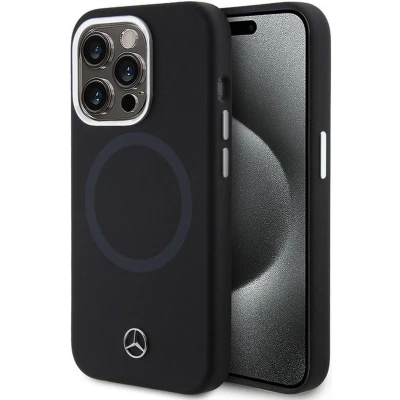 Afbeelding van Mercedes Benz Silicone Back Case (MagSafe Compatible) Geschikt voor Apple iPhone 15 Pro (6.1&quot;) Zwart