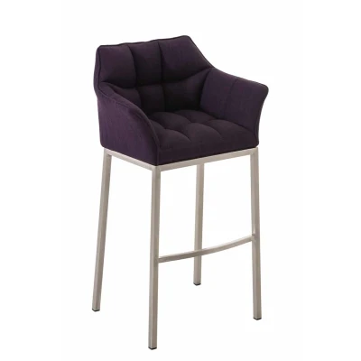 Afbeelding van Barkruk Sarpsborg Stof met 4 poots Mat geborsteld RVS frame, Lila