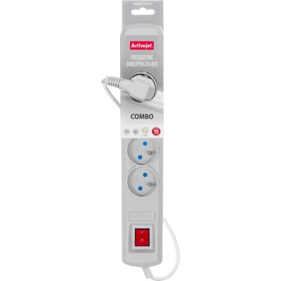 Afbeelding van Activejet grijze stekkerdoos met snoer ACJ COMBO 5G/1,5M/BEZP. AUT/S
