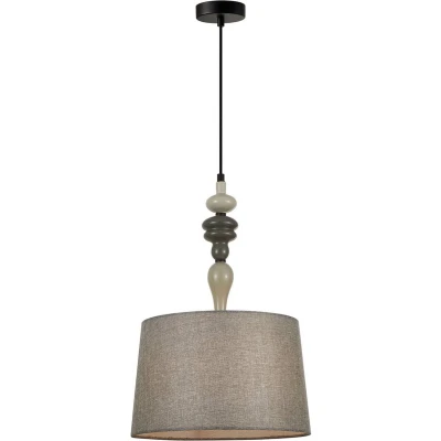 Afbeelding van Lindby Hanglamp 1licht Textiel, metaal E27 grijs, zwart