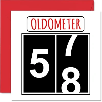 Afbeelding van Grappige verjaardagskaart voor mannen en vrouwen oldometer papa, mama, opa, oma, oom, tante, neef, vriend, 145 mm x mm, wenskaart 58e verjaardag