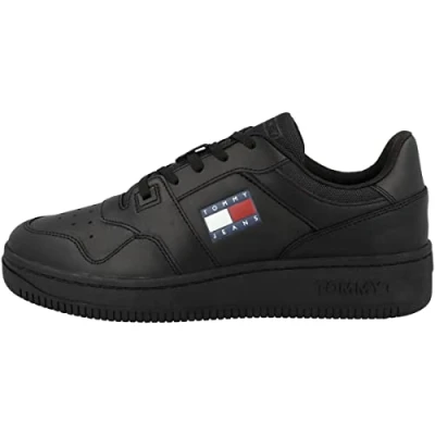Afbeelding van Tommy Jeans Retro Basket Sneakers laag, Heren, Maat: 44, Triple black Leer