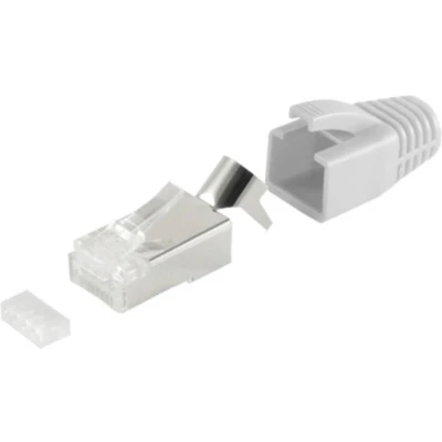 Afbeelding van RJ45 krimp connectoren (STP) voor CAT6/6a/7/7a netwerkkabel (vast/flexibel) 20 stuks (3 delig) / grijs