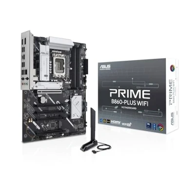 Image de ASUS PRIME B860 PLUS WIFI carte mère ATX Socket LGA1851 Chipset USB C 3.2 Gen 2x2, 2, 1, 1 2.5 Gigabit LAN, Bluetooth, Wi Fi 6E graphique embarquée (unité centrale requise) audio HD (8 ca