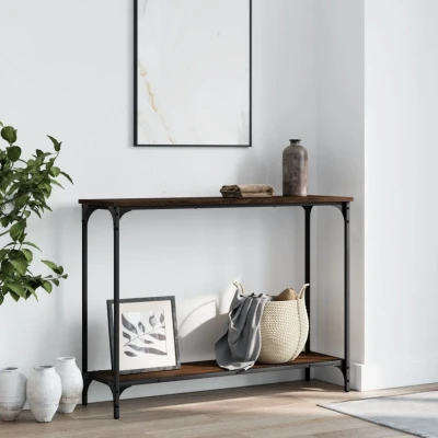 Afbeelding van Wandtafel 101x30,5x75 cm bewerkt hout bruineikenkleurig