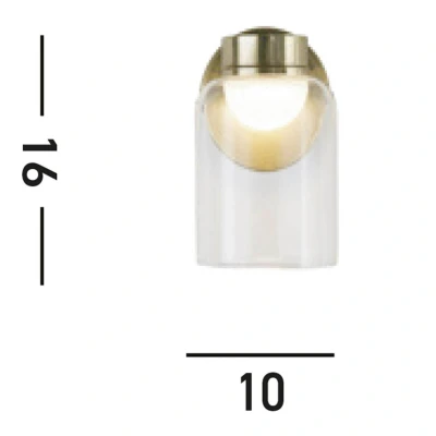 Afbeelding van LED wandlamp Highball, messingkleurig, IP44, glas
