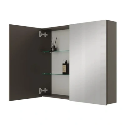 Afbeelding van Planetmöbel ARIA Spiegelbadkamerkast, 80 cm breed, hangkast met spiegel, antraciet, zonder lamp en stopcontact, spiegelkast voor gasten, x 70 16