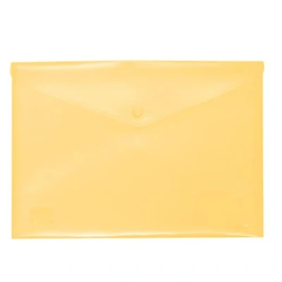 Afbeelding van Grafoplás Kunststof envelop met kliksluiting ecoplas folioformaat kleur zacht geel doorschijnend 33,4 x 23,5 cm perfect voor school , thuis en kantoordocumenten A4