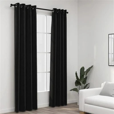 Afbeelding van vidaXL Gordijnen linnen look verduisterend 2 st 140x245 cm antraciet