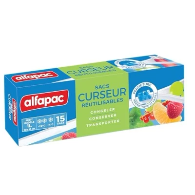 Afbeelding van ALFAPAC 15 herbruikbare schuifzakken klein model 1 l