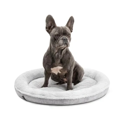 Afbeelding van Rond hondenbed hondenkussen hondenbank kattenbed donut (M) 65 cm Ø buitendiameter Grijs