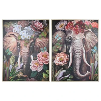 Afbeelding van Schilderij Home ESPRIT polyestyreen Canvas Olifant Koloniaal 92 x 4,5 122 cm (2 Stuks)
