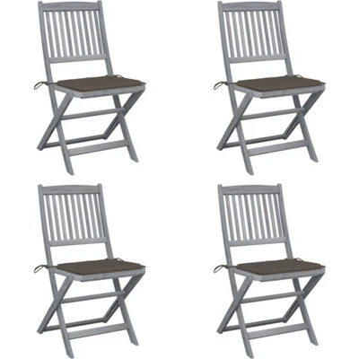 Afbeelding van vidaXL Tuinstoelen 4 st inklapbaar met kussens massief acaciahout