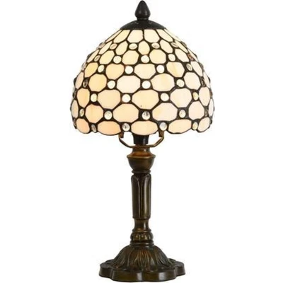 Afbeelding van Clayre &amp; Eef Tiffany Tafellamp Ø 20x38 cm Wit Bruin Glas
